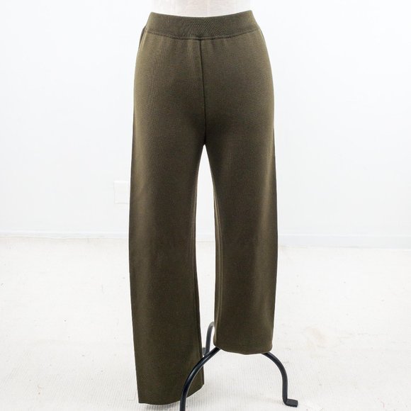 Escada Pants - Escada S/M Wool Wide Leg Pants Olive Army Green